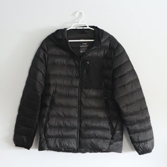 Par Simons Men's Black Sz M Oversized Pocket Hooded Puffer Lightweight Jacket - Picture 1 of 16